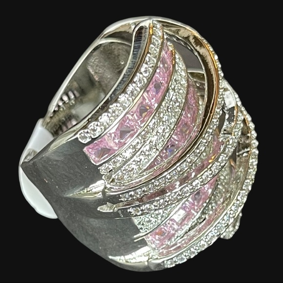 .925 Sterling Silver Pink Statement Ring The Lubiana - Picture 6 of 12